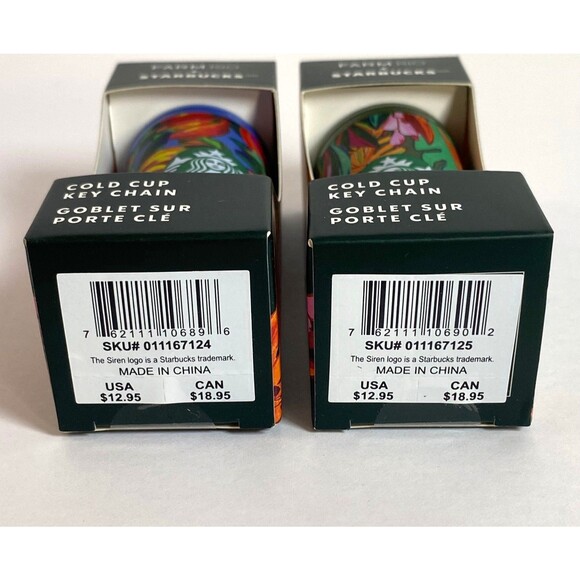 Starbucks Farm Rio Brazilian Banana Leaf Mini Tumbler Keychain Lot of 2 Multi - Picture 4 of 15